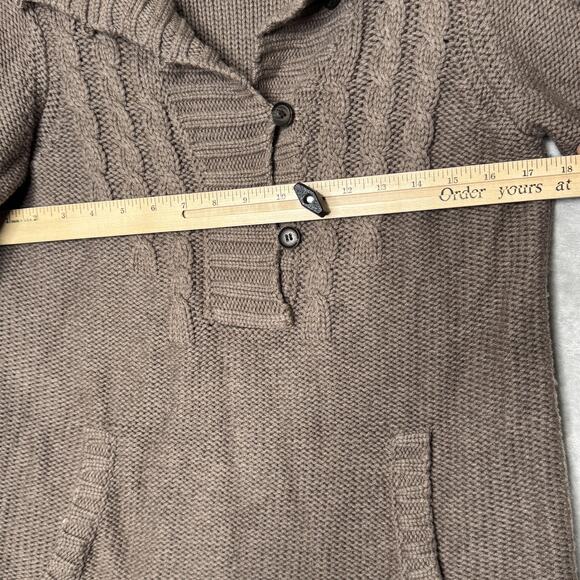 Ulla Johnson Sweater Womens Medium Brown Cable Knit Short Sleeve Shawl Collar - Picture 11 of 13